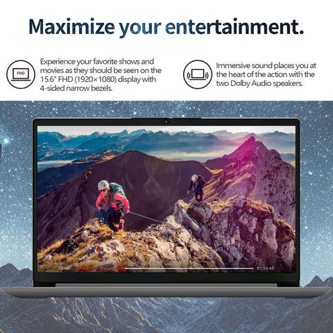 LENOVO IdeaPad 1 15.6 inches Traditional Laptop Intel Pentium Silver N6000 8GB RAM Intel UHD Graphics 128GB eMMC + 128GB SSD Windows 11 Pro - Grey