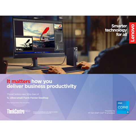 LENOVO ThinkCentre neo 50q MFF Desktop Intel Core i5 16GB RAM Intel UHD Graphics 512GB SSD Storage Windows 11 Pro - Black