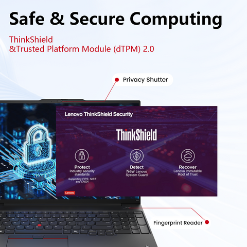 LENOVO ThinkPad E16 16 inches Traditional Laptop Intel Core Ultra 7 64GB RAM Intel Graphics 2TB SSD Storage Windows 11 Pro 60Hz - Black