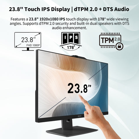 MSI Modern AM242TP 23.8 inches All-in-One Intel Core 5 16GB RAM Intel Graphics 1TB SSD Storage Windows 11 Pro 60Hz - Black
