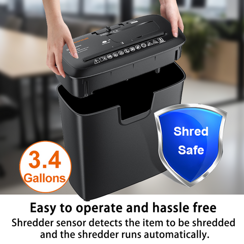 Bonsaii Paper Shredder for Home Use, 8-Sheet StripCut Home Office Shredder, CD/Credit Card Shredder Machine with Overheat Protection, 3.4 Gallons Wastebasket