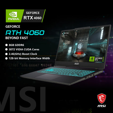 MSI Cyborg 15 15.6" Traditional Laptop Intel Core i7 16GB RAM NVIDIA GeForce RTX 4060 1TB SSD Storage Windows 11 Home 144Hz - Black