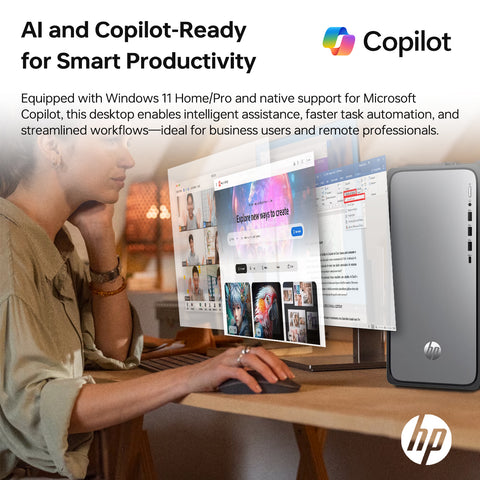 HP OmniDesk Tower Desktop Intel Core i5 8GB RAM Intel UHD Graphics 512GB SSD Storage Windows 11 Home - Silver