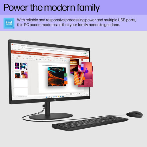 HP Essential Entry AIO, 21.5 in FHD 60Hz, Intel N-Series N200, Intel UHD Graphics, 8GB DDR5, 512GB SSD, Wi-Fi 6, Win11 H, Black