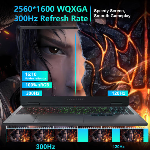 THUNDEROBOT Radiant R16 16-in Traditional Laptop Intel Core i9 16GB RAM NVIDIA GeForce RTX 5080 1TB SSD Storage Windows 11 Home 300Hz - Black