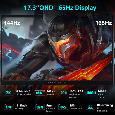 THUNDEROBOT Storm 17.3 inches Traditional Laptop Intel Core i7 16GB RAM RAM NVIDIA GeForce RTX 5070 512GB SSD Storage Windows 11 Home 165Hz - Black