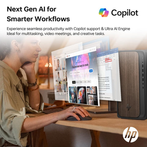 HP OmniDesk Tower Desktop Intel Core Ultra 7 32GB RAM NVIDIA GeForce RTX 5060 1TB SSD Storage Windows 11 Pro - Black
