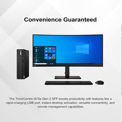 LENOVO ThinkCentre M75s SFF Desktop AMD Ryzen 3 4GB RAM AMD Radeon Graphics 500GB 2.5" HDD Storage Windows 10 Pro - Black