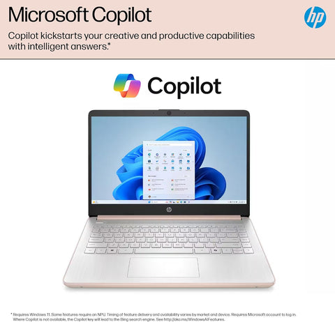HP Essential 14 inches Traditional Laptop 14 HD Non-touch 60Hz Intel N-Series N150 Intel Graphics 8GB RAM 128GB eMMC Storage Windows 11 Pro - Rose
