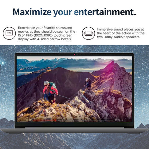 LENOVO IdeaPad 1 15.6" Traditional Laptop Intel Pentium Silver 4GB RAM Intel UHD Graphics 128GB eMMC Storage Windows 11 Home 60Hz - Grey