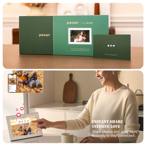 Pexar by Lexar 10.1 inches WiFi Digital Photo Frame | HD Anti-Glare Touch Display | Share Photos/Videos via App | Perfect for Gifting