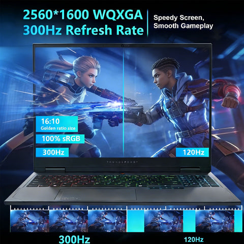 THUNDEROBOT Radiant 16 Gaming Laptop 16 inches QHD+ 2.5K 300Hz Display Intel i7-14650HX NVIDIA RTX 5060 64GB DDR5 2TB SSD Windows 11 Home RGB Keyboard - Black