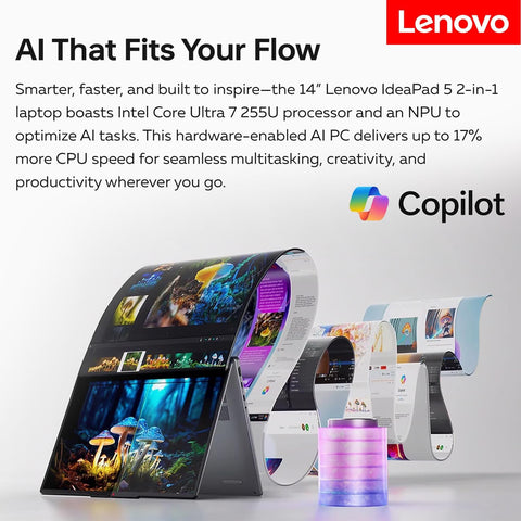 LENOVO IdeaPad 5 14" 2-in-1 Laptop Intel Core Ultra 7 16GB RAM Intel Graphics 512GB SSD Storage Windows 11 Home 60Hz - Grey