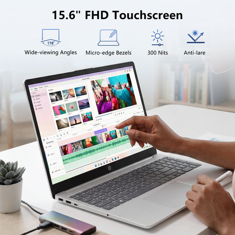 HP 15.6 inches Touchscreen Laptop, Intel Core Ultra 5 125H, Intel Graphics, 16GB DDR5, 512GB SSD, Wi-Fi 6, Win11 Home, Silver