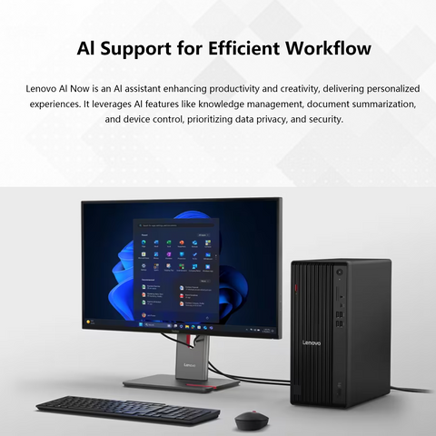 LENOVO ThinkCentre M70t Tower Desktop Intel Core Ultra 7 32GB RAM Intel Graphics 2TB SSD Storage Windows 11 Pro - Black