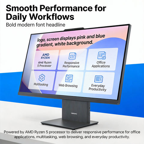 LENOVO IdeaCentre I 27 inches All-in-One AMD Ryzen 5 64GB RAM AMD Radeon Graphics 2TB SSD Storage Windows 11 Pro 100Hz - Grey