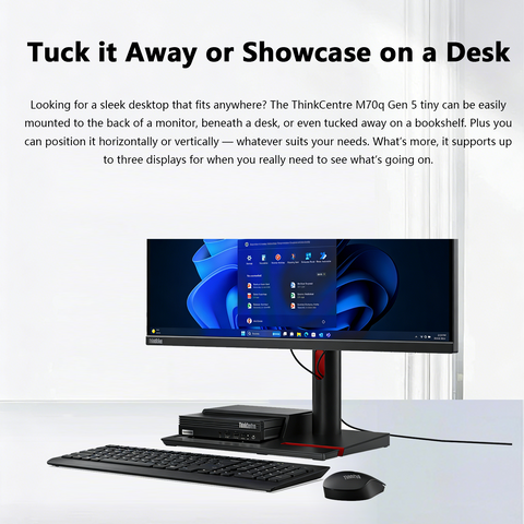 LENOVO ThinkCentre M70q MFF Desktop Intel Core i3 8GB RAM Intel UHD Graphics 512GB SSD Storage FreeDos - Black