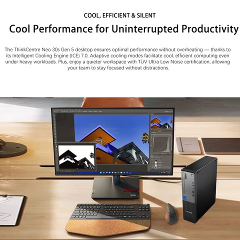 LENOVO ThinkCentre Small Form Factor Business Desktop, Intel Core i7-13620H, 16GB DDR5, 1TB SSD, Wired KB & Mouse, Windows 11 Pro, Black