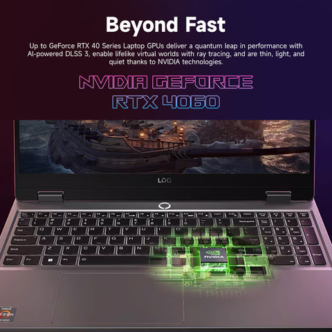 LENOVO LOQ 15 15.6" Traditional Laptop AMD Ryzen 7 12GB RAM NVIDIA GeForce RTX 4060 512GB SSD Storage Windows 11 Home 144Hz - Grey