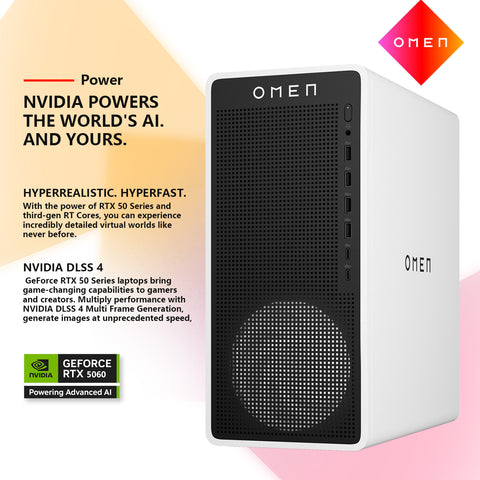 HP Omen 16L Tower Desktop Intel Core Ultra 7 32GB RAM NVIDIA GeForce RTX 5060 2TB SSD Storage Windows 11 Pro - Black