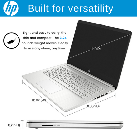 HP Essential 14" Traditional Laptop Intel Celeron 4GB RAM Intel UHD Graphics 128GB eMMC Storage Windows 11 Home 60Hz - Silver