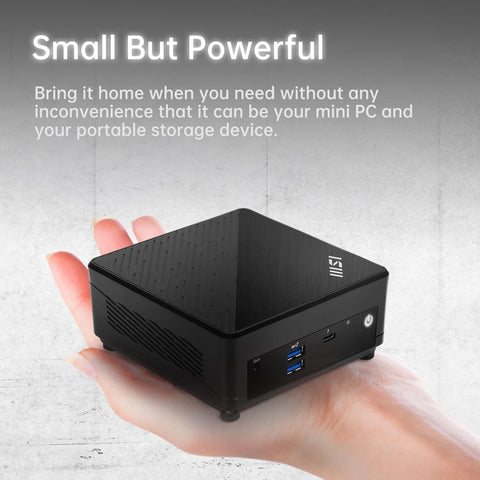 MSI Cubi 5 Mini Desktop Intel Core i3 16GB RAM Intel UHD Graphics 1TB SSD Storage Windows 11 Pro - Black