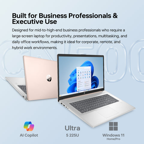 HP Essential 17.3 inches Traditional Laptop Intel Core Ultra 5 16GB RAM Intel Graphics 2TB SSD Storage Windows 11 Pro 60Hz - Rose