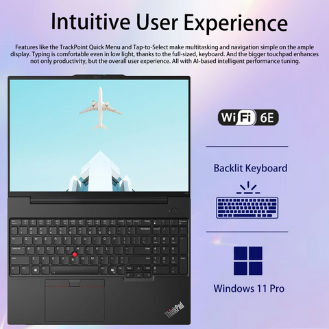 LENOVO ThinkPad E16 16 inches Traditional Laptop AMD Ryzen 5 16GB RAM AMD Radeon Graphics 512GB SSD Storage Windows 11 Pro 60Hz - Black