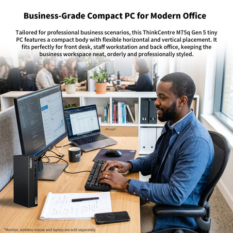 LENOVO ThinkCentre Business MFF Desktop, AMD Ryzen 3 8300GE, AMD Radeon Graphics, 32GB DDR5, 2TB SSD, Win11 Pro, Black