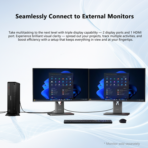 LENOVO ThinkCentre M70s Gen 6 Business Desktop, Intel Core Ultra 5 225, 16GB DDR5, 512GB SSD, Wi-Fi 6, Wired KB & Mouse, Windows 11 Pro, Black