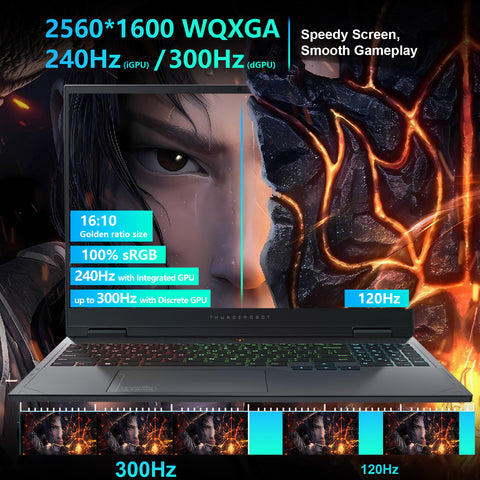 THUNDEROBOT Radiant R16 16 inches Traditional Laptop Intel Core i9 64GB RAM NVIDIA GeForce RTX 5080 4TB SSD Storage Windows 11 Home 300Hz - Black