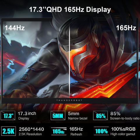 THUNDEROBOT Storm 17.3 inches Traditional Laptop Intel Core i7 64GB RAM RAM NVIDIA GeForce RTX 5060 1TB SSD Storage Windows 11 Home 165Hz - Black