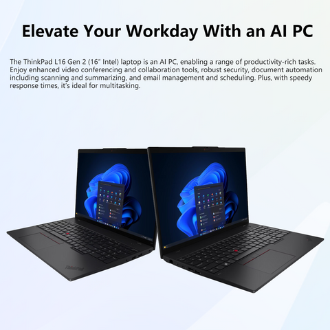 LENOVO ThinkPad L16 16 inches Traditional Laptop Intel Core Ultra 7 32GB RAM Intel Graphics 2TB SSD Storage Windows 11 Pro 60Hz - Black