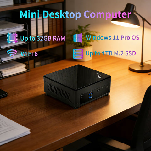 MSI Cubi 5 Mini Desktop Intel Core i5 32GB RAM Intel UHD Graphics 1TB SSD Storage Windows 11 Pro - Black