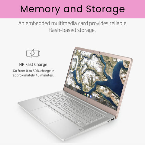 HP Essential 14" Traditional Chromebook Intel Celeron 4GB RAM Intel UHD Graphics 128GB eMMC Storage Chrome OS 60Hz - Rose