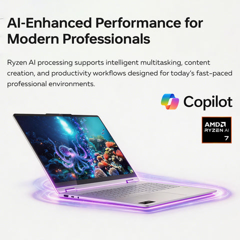 LENOVO Yoga 7 16 inches 2-in-1 Laptop AMD Ryzen AI 7 16GB RAM AMD Radeon Graphics 1TB SSD Storage Windows 11 Pro 60Hz - Silver