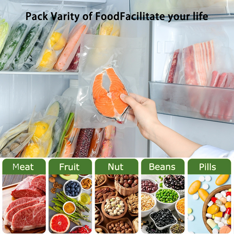Bonsenkitchen Vacuum Sealer Bags, 8" x 50' Rolls 2 pack for Food Storage Saver, Bpa Free, Heavy Duty, Commercial Grade Textured Food Roll, Customized Size Bag for Sous Vide Cooking,VB3209