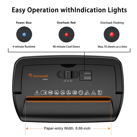 Bonsaii 10-Sheet Cross Cut Paper Shredder, 5.5 Gal Home Office Heavy Duty Shredder for Credit Card, Staple, Clip with Transparent Window(C209-D)