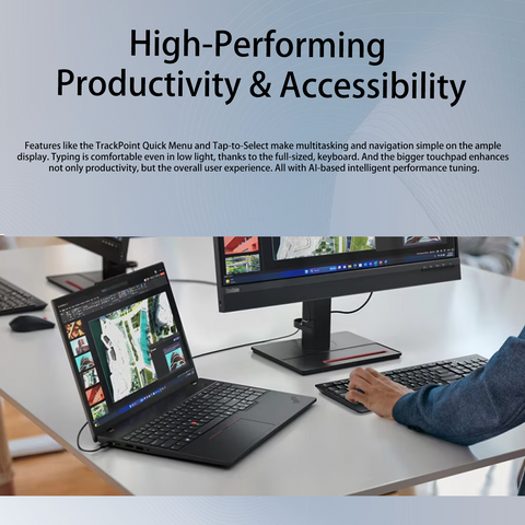 LENOVO ThinkPad T16 16" Traditional Laptop Intel Core Ultra 7 32GB RAM Intel Graphics 512GB SSD Storage Windows 11 Pro 60Hz - Black