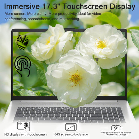 HP Essential 17.3 inches Traditional Laptop Intel Core Ultra 7 32GB RAM Intel Graphics 2TB SSD Storage Windows 11 Home 60Hz - Silver