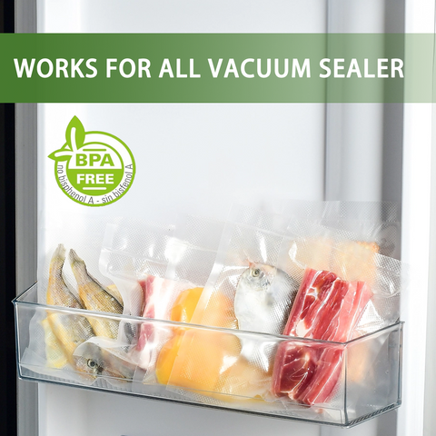 Bonsenkitchen Vacuum Food Sealer Rolls Bags, 8" x 50' & 11" x 50' Commercial Grade BPA Free Bag Rolls, Durable Customized Size Food Vac Bags for Storage and Sous Vide Cooking VB3212