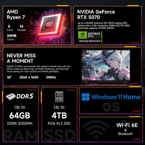 ASUS TUF A18 18 inches Traditional Laptop AMD Ryzen 7 32GB RAM NVIDIA GeForce RTX 5070 1TB SSD Storage Windows 11 Home 240Hz - Grey