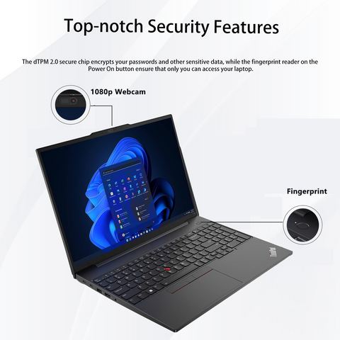 LENOVO ThinkPad E16 16" Traditional Laptop Intel Core i7 16GB RAM Intel Iris Xe Graphics 512GB SSD Storage Windows 11 Pro 60Hz - Black