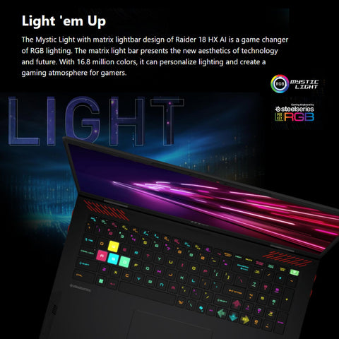 MSI Raider 18" UHD 120Hz Gaming Laptop Intel Core Ultra 9 285HX NVIDIA GeForce RTX 5090 64GB RAM 2TB SSD Storage Windows 11 Home - Black