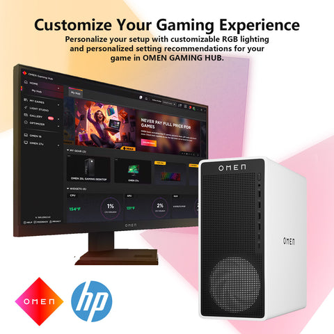 HP Omen 16L Tower Desktop Intel Core Ultra 7 32GB RAM NVIDIA GeForce RTX 5060 2TB SSD Storage Windows 11 Pro - Black