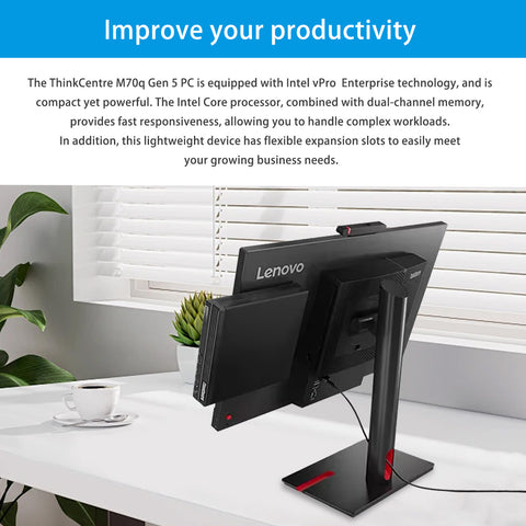 LENOVO ThinkCentre M70q MFF Desktop Intel Core i5 16GB RAM Intel UHD Graphics 256GB SSD Storage Windows 11 Pro - Black