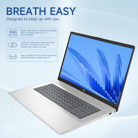 HP Essential 17.3" Traditional Laptop Intel Core 7 8GB RAM Intel Integrated Graphics 512GB SSD Storage Windows 11 Home 60Hz - Silver