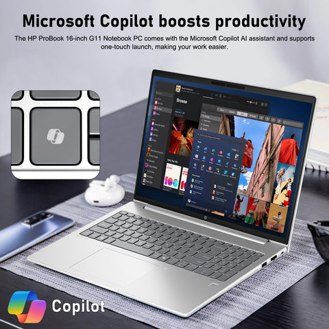HP ProBook 460 16 in Traditional Laptop Intel Core Ultra 7 32GB RAM Intel Graphics 1TB SSD Storage Windows 11 Pro 60Hz - Silver