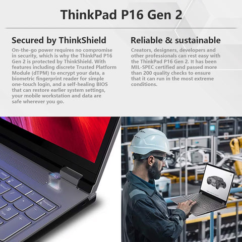 LENOVO ThinkPad P16 16" Mobile Workstation Laptop Intel Core i9 32GB RAM NVIDIA Quadro RTX 2000 Ada 1TB SSD Storage Windows 11 Pro 60Hz - Black