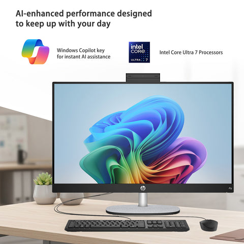 HP Essential 27 inches All-in-One Intel Core Ultra 7 32GB RAM Intel Graphics 1TB SSD Storage Windows 11 Home 60Hz - Black
